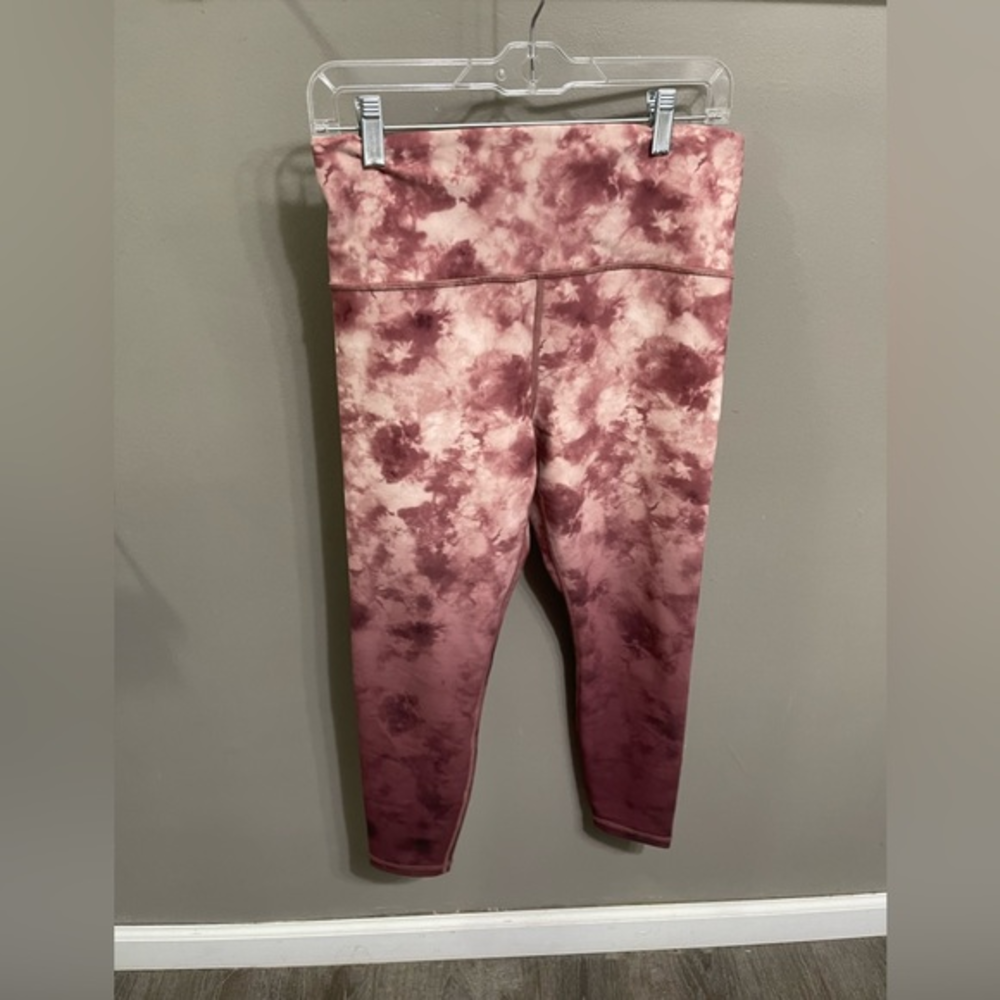 Athleta NWT Women's 25” Elation Printed 7/8 Tight‎ 657553 Pink Maroon Dye M